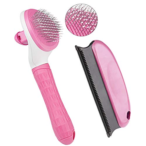 Cat Brush and Dog Brush with Long or Short Hair Self Cleaning Slicker Brush for Shedding and Grooming