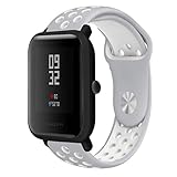 huami Amazfit Bip バンド Comtax 20mmシリコン製交換ベルト huami Amazfit Bip/Gear Sport 対応 オシャレ (グレー+ホワイト)