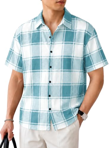 Image of Nobel Monk Men's Checkered Casual Shirt |Half Sleeve | Loose Fit |Stylish Shirt for Men
