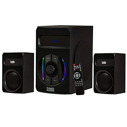 Acoustic Audio by Goldwood Bluetooth 2.1 Speaker Sound System with LED Light Display, USB and SD Card Inputs, Remote Control - AA2108 Black