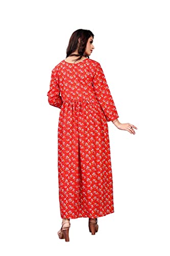 Image of H.E HAMZA ENTERPRISER Printed Crepe Material Brown Western Dress For Women