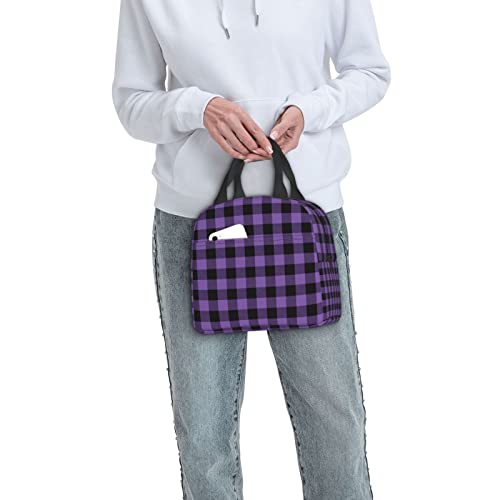 Ayvcxui Purple Buffalo Plaid Check Lunch Tote Reusable Lunch Bag Insulated Lunch Box For Students Work Outdoor Travel Picnicthermal Portable Bento Box Handbags Tote thumb #6