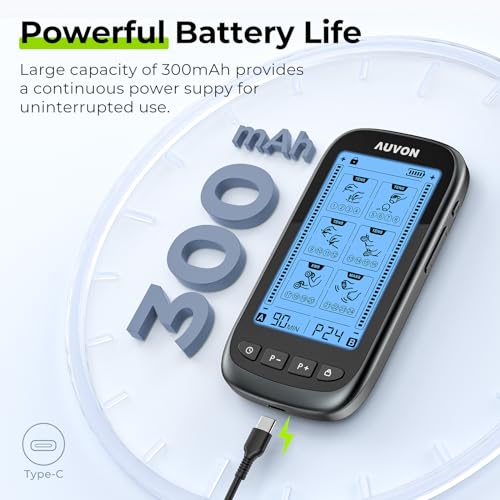AUVON 3-in-1 TENS Unit Muscle Stimulator, Dual Channel Electronic Pulse Massager, TENS EMS Machine, 24 Modes Muscle Massager for Pain Relief Therapy, EVA Travel Case, 12 Pcs TENS Unit Electrodes Pads - Image 5