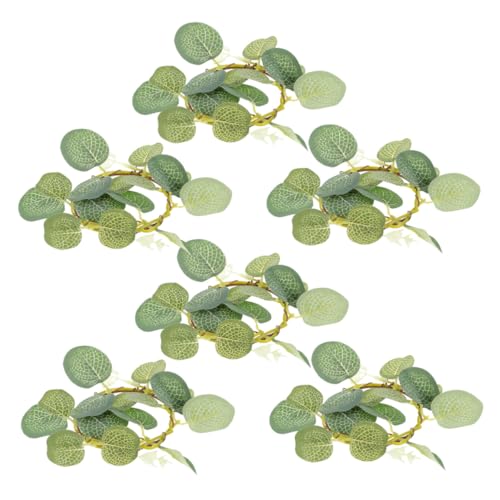 Veemoon Anillos para Velas de Pilar de Eucalipto Artificial 6 CM 6 Piezas Decoración Primaveral para Centro de Mesa de Boda Candelabros Decorativos para Eventos y Hogar