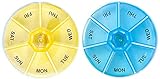Set of 2 One a Day - 7 Day Round Plastic Pill Box