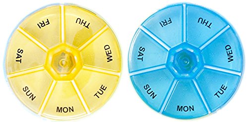 Set of 2 One a Day - 7 Day Round Plastic Pill Box