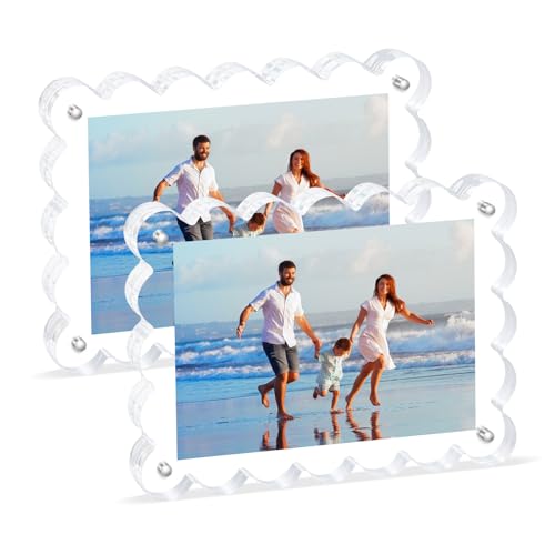 Novacrylion Scalloped Magnetic Picture Frame 4x6 Inch-2Pack Photo Frames