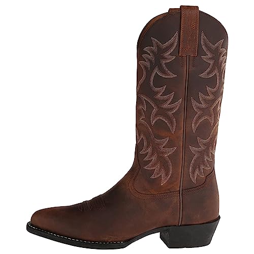 Men's Stylish Embroidered Cowboy Boots Western Heel Pointed Toe Slip-On Mid Calf Boots2