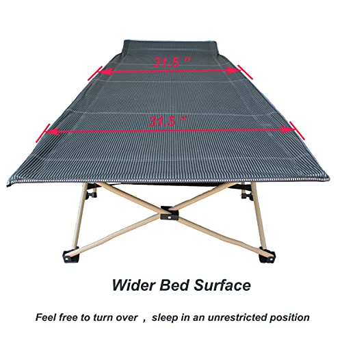 Lsbod Folding Extra Wide Camping Cot With Pillow For Adults & Kids Support Up To 600Lbs, Portable Camp Tent Foldable Bed With Carry Bag & Camping Storage Bag, Bed Cot For Outdoor And Office/Home #TOP1