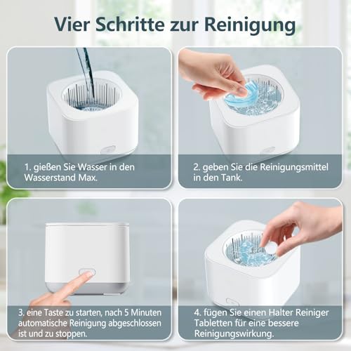 Tragbarer Ultraschallreiniger, 30W Schmuckreiniger, 5 Minuten One Touch Reinigungsmaschine für...
