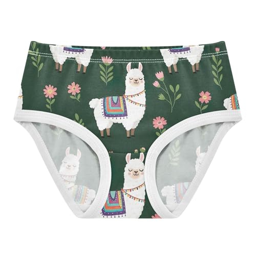 Cute Llamas Dark Green Toddler Girls Underwear 2t Cotton Little Girl Panties Colorful Briefs Undies Kids