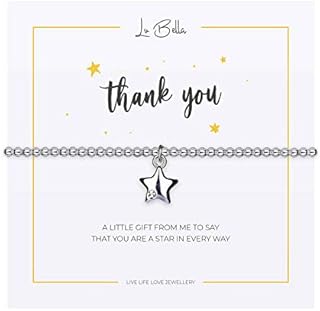 Thank You Gifts For Women. Adjustable Silver String Friendship bracelets presents. Jewellery gifts for women with Charm and Gift Bag from Lu Bella