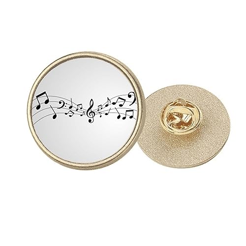 Broche ronde en métal doré Art déco pour passionnés de musique taille M