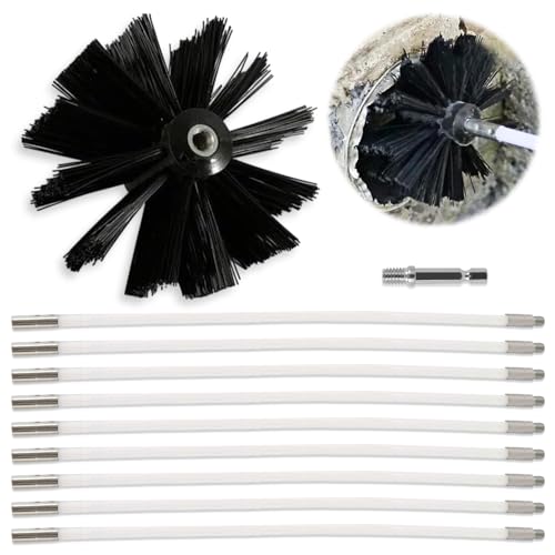 Set Di 10 Aste Per Pulizia Camino Baretto - 1 Metro Lunge, Diametro 17 Mm, Per Canna Fumaria