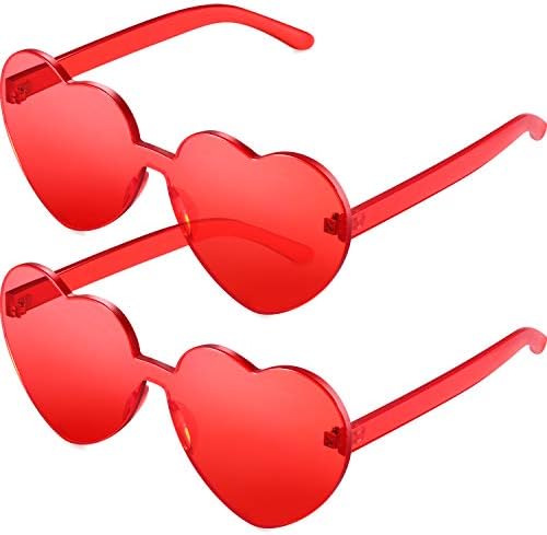 2 Pieces Heart Shape Rimless Sunglasses