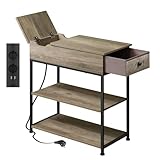WLIVE Bout de Canapé avec Station de Charge, Table d'Appoint avec 2 Ports USB + 2 Prises,...