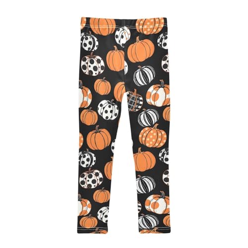 Polka Dots Pumpkin Black Girls Leggings Soft Stretch Workout Yoga Dance Pants for Kids Casual Tights2