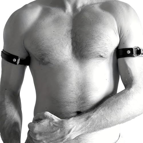 Men's Arms Harness Belt 2 PCS, Men Sexy PU Leather Armband, Men's Leather Harness Buckle Body Harness, Punk Adjustable Straps Nightclub Clubwear Costume Cosplay Rave3
