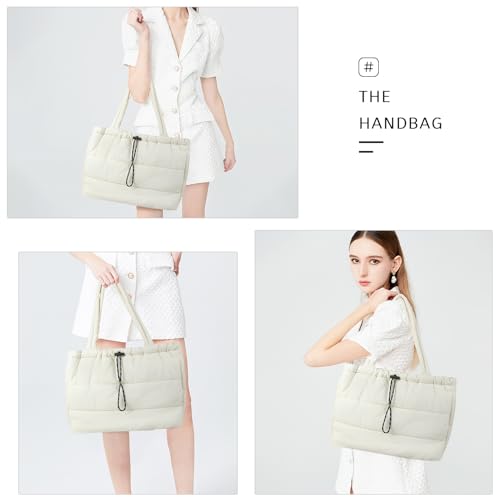 Queenoris Puffer Tote Bag for Women, Large Quilted Lightweight Satchel Purse Travel Gym Bag2