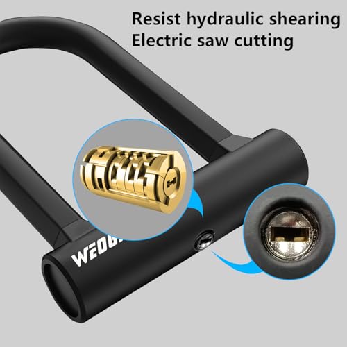 image for Weogine Bike U Lock with 4ft Security Cable 17mm Shackle, Bike Lock wi