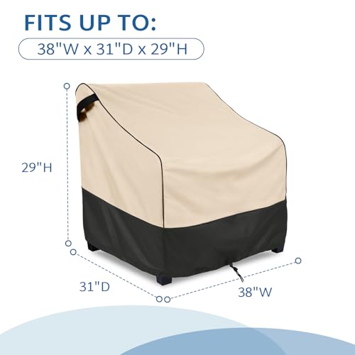 FORSPARK-Waterproof-Patio-Furniture-Covers-Heavy-Duty-Outdoor-Chair-Covers-2-Packs-Fits-up-to-38-W-x-31-D-x-29-H-InchesKhaki-Black
