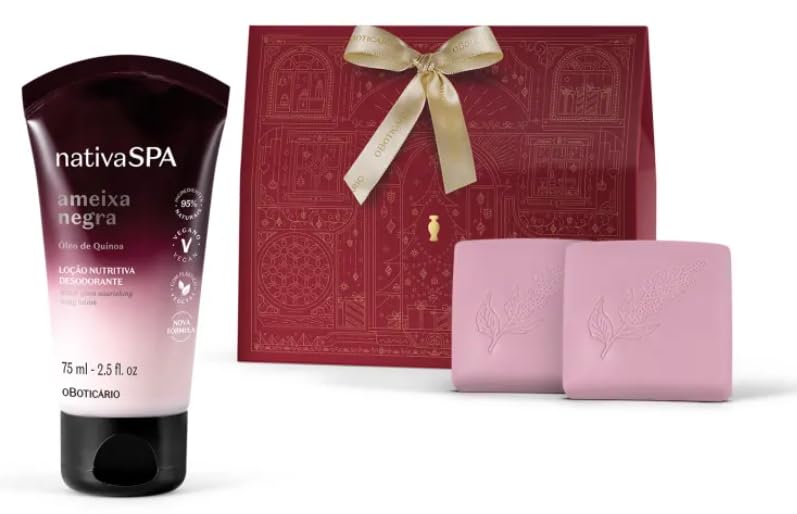 Kit Presente Natal Nativa Spa Ameixa Negra: 2 Sabonetes e 1 Loção 75ml