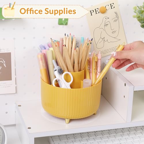 Image of SKYDUE 360 Degree Rotating Desk Organizer, Dual-Purpose Pencil Pen Holder, Rotating Desk Pen Organizer with 5 Slots, Pencil Cup for Office, School, Home