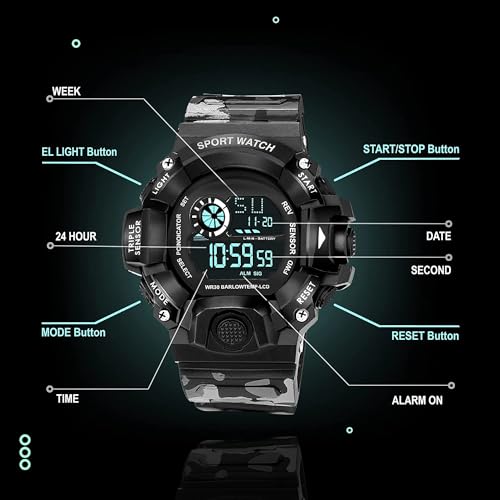 Image of Acnos Digital Sports Watch - Rugged Outdoor Multi-Function Countdown Timer & Alarm (WR30 Water-Resistant)