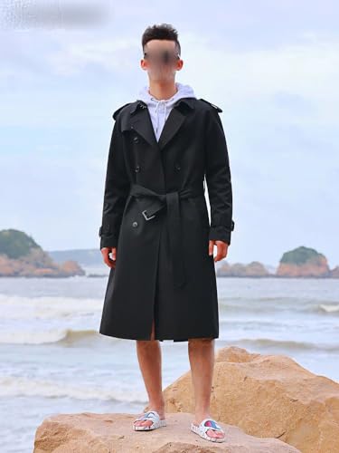 USTZFTBCL Trench Long Knee Length Windbreaker Men's Double Breasted Thickened Down Liner Autumn Winter British Loose Coat2