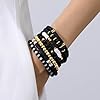 Sahoottie 7 Stück Stapelbares Freundschaftsarmbänder Set für Damen Schwarze Bohemian Stil Surferarmband Damen Polymer Clay Perlen Armbänder Sommer Strand Schmuck Set #4