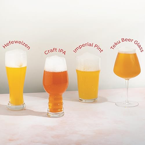 Image of Sipologie Craft IPA Beer Glass 410ml, Set of 4 - Designed to Accentuate Flavour Profiles of IPAs - Great Beer Mug for Gifting