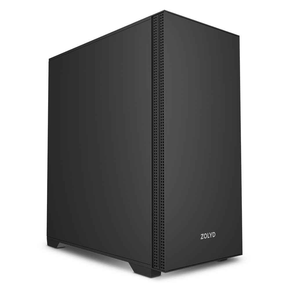 Zolyd Noct Caja PC ATX Silenciosa, Diseño Minimalista con Aislamiento Acústico, Compatible ATX/Micro-ATX/Mini-ITX, 3 Ventiladores Incluidos, Soporte Refrigeración Líquida 360 mm, USB-C, Negro