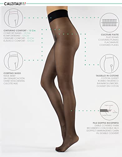 Image of CALZITALY Sheer Tights, Floral Print, Animal Print | 20 DEN, Black, Skin, Suntan, S, M, L, XL, Made in Italy