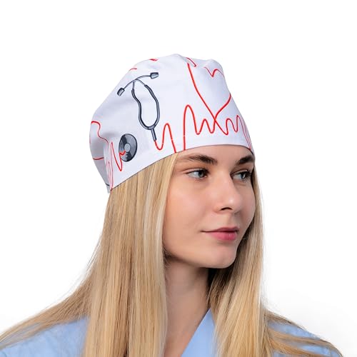 Image of Hats for Women and Mens Caps with Sweatband Adjustable Tie Back Working Cap Cotton One Size Unisex Skull Cap Cute Cat Print
