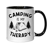 Photo Gallery atspauda camping is my therapy tent - tazza da tè e caffè, in ceramica, colore: nero Photo Gallery atspauda camping is my therapy tent - tazza da tè e caffè, in ceramica, colore: nero