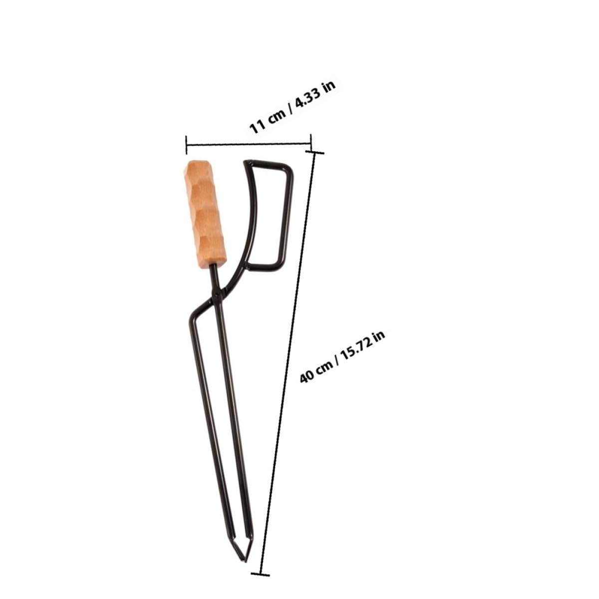 Artibetter Pinza per Barbecue in Ferro e Legno Alta Durezza, Utensile per Spostare la Legna, Adatta per Campeggio e Caminetti Interni