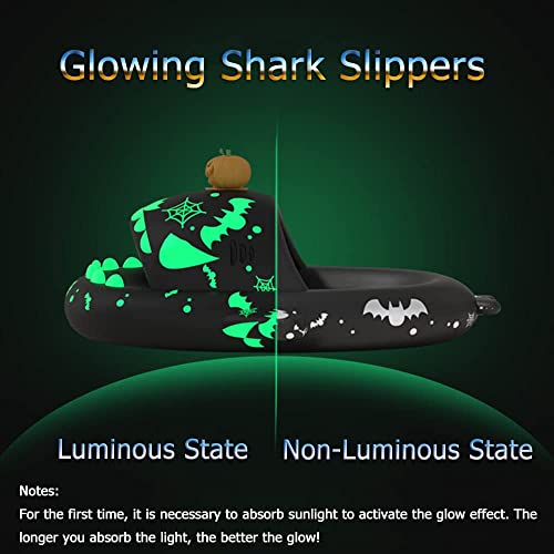 LELEBEAR Halloween Shark Slippers Halloween Shark Slides Christmas Spooky Shark Slides Glow in the Dark4