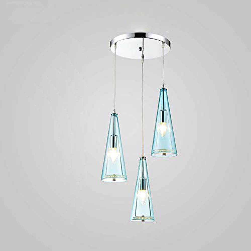 3 Pendientes de araña de cristal Luces colgantes LED para salón Pantalla de cristal de cono invertido Soporte de lámpara colgante Iluminación de techo E14 para dormitorio Comedor Sala de estar Pasillo