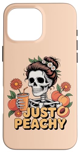 Womens and More Graphic Casual Summer Just Peachy Skeleton �X�}�z�P�[�X iPhone 16 Pro Max �p