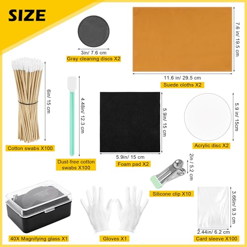 320 PCS Card Cleaning Kit, Card Flattening Kit for TCG Collectors,Trading Card Flattening Tool Accessory Kit with 40X Magnifying Glass, Sports Card Cleaning and Polishing Restoration Kit-Coldairsoap - Image 3
