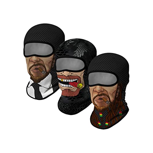 Image of 3PCS Balaclava Ski Mask Motorcycle Full Face Mask Outdoor Tactical Hood Headwear Mask Unisex for Cycling Halloween Windproof