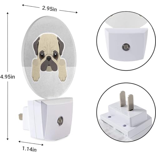 Image of EKOBLA Cute Bulldog Night Light, Cartoon Dog Pet Night Lights Plug Into Wall with Dusk to Dawn Sensor for Dog Lovers, Bedroom, Bathroom and Kids Room Decor