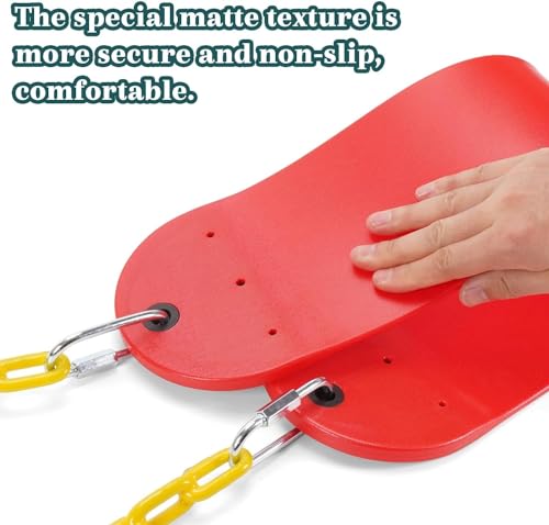 Image of Heavy Duty Flexible Commercial Grade Plastic Swing Seat for Kids & Adults | 120 Kg Weight Limit (Round Seat Red)