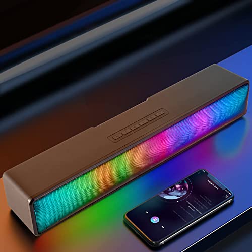 TXG Bocina Bluetooth 5.1 Portátil, Bocinas para PC, Altavoces RGB para Juegos con Sonido Estéreo HD y Bajos Profundos, Barra de Sonido Compatible con 3.5mm...