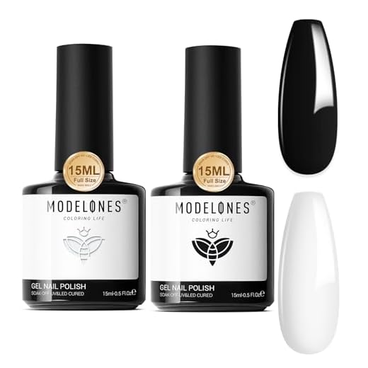 Modelones Gel Nail Polish Kit, 2 Pcs 15 ml White Black Gel Polish Set Soak Off LED Nail Gel Polish [Long Lasting] [Vegan] Nail Lacquer Nail Art Design Decoration DIY at Home Holiday Beauty Gifts 0.5Oz(Each) Mother's Day