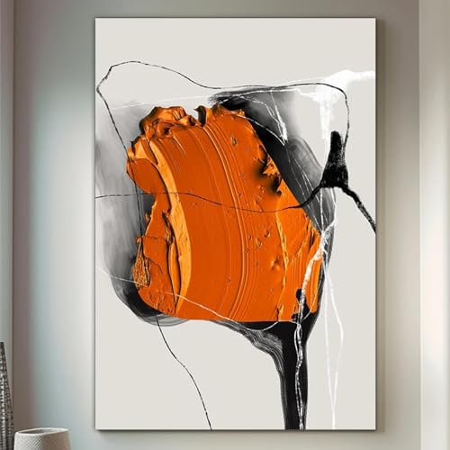 Peinture sur toile orange abstraite moderne KEBIA triptyque 60x90cm - 5