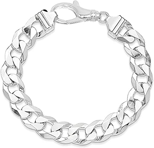 ARGENTO REALE Sterling Silver 925 Solid Curb Cuban Link Chain Bracelet for Men, 6.5MM, 7.5MM, 8MM, 9MM, 11MM, 13MM, Mens Cuban Link Bracelet, Mens Link Bracelets