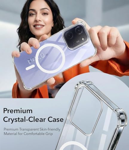 Image of Jkobi Shockproof Crystal-Clear Back Cover for Poco C85 5G (Magsafe Wireless Support | Drop & Camera Protection | Hard Polycarbonate)