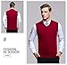 Amussiar Men's Casual Sweater Vest V-Neck Solid Knitted Vest Slim fit Lightweight Sweater Vest Top Red