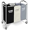 240L Laundry Hamper, Large Blanket Storage Basket Sorter 3 Section Bag Organizer for Dirty Clothes - Toys - Towel,16 X 30 X 35 inch Heavy Duty Laundry Cart Baskets (White)